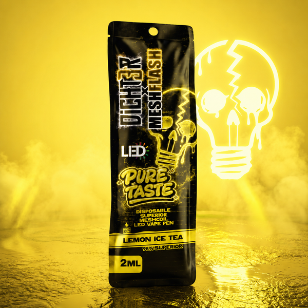 DICHT3R x MESHFLASH Lemon Ice Tea: 2 ml disposable vape in skull design