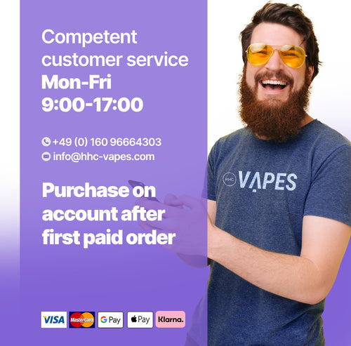 Customer service Monday to Friday from 9 am to 5 pm, payment by invoice after the first paid order